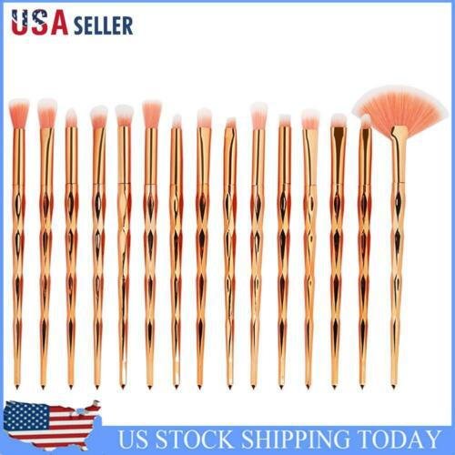 15pcs 3D Diamond Fan-shape Powder Eye Shadow Eyebrow Makeup Brushes Set(E)