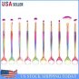 10pcs Fish Tail Foundation Powder Eyeshadow Eyeliner Makeup Brush(Colorful