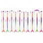 10pcs Fish Tail Foundation Powder Eyeshadow Eyeliner Makeup Brush(Colorful