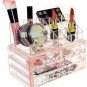 Jelly Pink Diamond Pattern Jewelry Cosmetic Storage Display Box Makeup Organizer