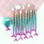 11Pcs Mermaid Makeup Brush Face Eyebrow Lip Eyeliner Brush Green Gold Useful Hot