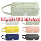 Double Layer Student Pencil Pen Case Bag Canvas Stationery Box Makeup Bags US