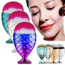 Mermaid Makeup Brush Fishtail Powder Brush Blush With Fishtail Handle Blue 1pc