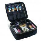 Travel Makeup Case Professional Cosmetic Bag Organizer Box Compartments Black