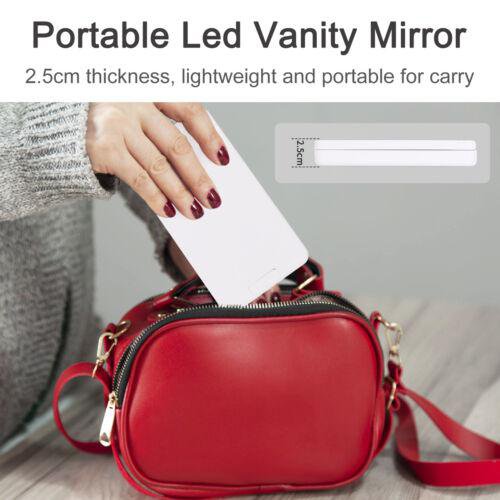 Large Folding LED Makeup Mirror Rotatable Cosmetics Brushes Portable Storage Box