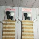 2 x 5 Pcs Wooden Handle Cosmetic Makeup Brush Set Foundation Blush Soft w/ Bag