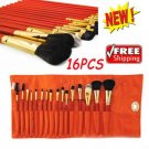16Pcs Makeup Brushes Set Cosmetic Kabuki Orange Brush Set For Beginner 2019 New