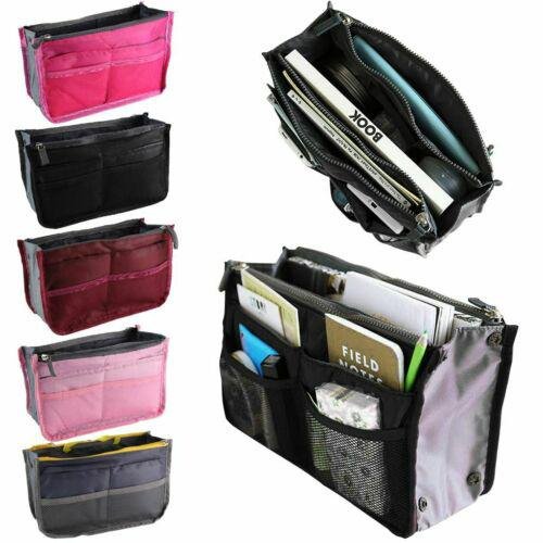 Women Multi-Pocket Insert Makeup Cosmetic Bag Big Handbag Storage Organizer Tidy