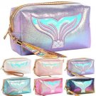 Women Cosmetic Travel Handbag Fish Mermaid Tail Print Zip Wash Make Up Pouch Bag