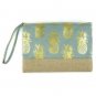 10" X 7" Metallic Pineapple Pattern Cotton Polyester Blend Pouch Travel Bag