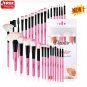 32Pcs Makeup Brushes Eyebrow Face Lip Pencil Blush Kabuki Blending Brush Pink US