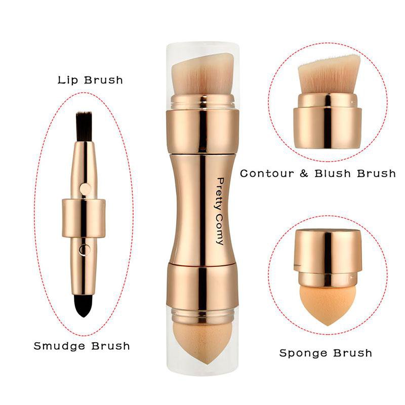 4 in 1 Makeup Brush Liquid Foundation Powder Eyeline Professional Cosmetic Set