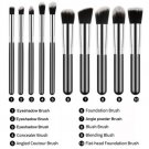 10Pcs Makeup Brush Set Kabuki Foundation Blend Cosmetic Brushes Black Silver US