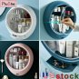 Wall-mounted Makeup Organizer Double Layer Jewelry Round Cosmetic Storage Box US