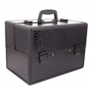 Pro Aluminum Makeup Train Case Jewelr Box Cosmetic Organizer Trays Modern Black