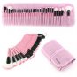 32Pcs Makeup Brushes Eyebrow Face Lip Pencil Brush &Cosmetic Bag Woman Hot Pink