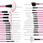 32Pcs Makeup Brushes Eyebrow Face Lip Pencil Brush &Cosmetic Bag Woman Hot Pink