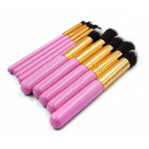 10Pcs Makeup Brushes Tools Kits Cosmetic Face Lip Kabuki Pnecil Blending Brushes