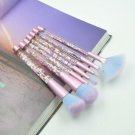 7Pcs Makeup Set Eyeshadow Foundation Brushe Shiny Crystal Glitter Acrylic Handle