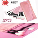 12Pcs Makeup Brushes Powder Foundation Eyebrow Synthetic Makeup Applicator Pink