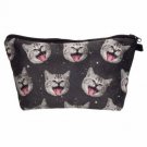 Gray Cat Collage Zippered Lined 8.5"Cosmetic Bag Travel Toilety Pencil Coin Bag