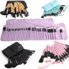 32Pcs 5 Color Makeup Brush Set  Powder Foundation Eyebrow Blush Cosmetic Bag US