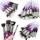 10Pcs Make Up Brushes Crystal Handle Cosmetic Powder Foundation Purple Woman Use