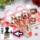 6pcs rose flowers shape makeup brush set with bag. and FREE gift single brush