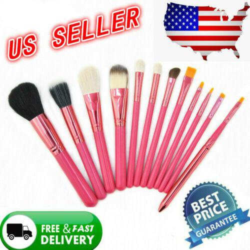 12pcs Pro Makeup Brush Set Powder Foundation Eyebrow Lip Blush Brushes Tools