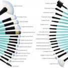 32Pcs Makeup Brushes Face Powder Eyeshadow Lip Blush Premium Synthetic Hot Blue