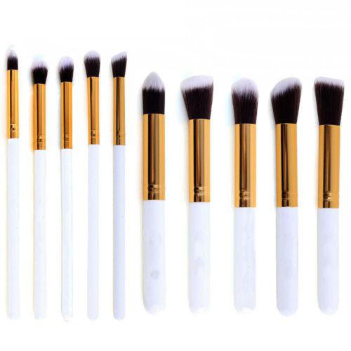 Pro 10Pcs Makeup Brush Kits Beauty White Gold Eyebrow Shadow Pencil Brushes New