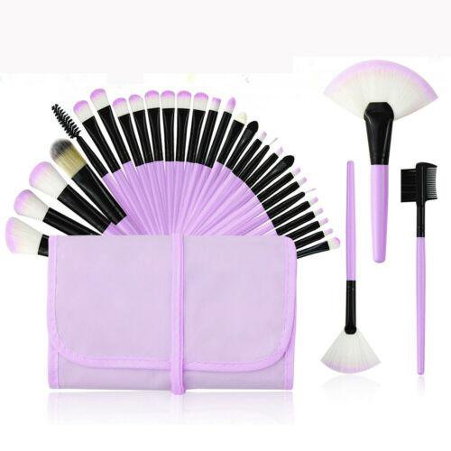 32Pcs Makeup Brushes Set Eyeshadow Lip Powder Concealer Brushes & Purple Bag US