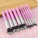 10Pcs Pink Silver Makeup Brush Set Powder Foundation Eyebrow Blending Brushes