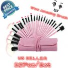 32Pcs Pro Makeup Brush Contour Foundation Face Pencil Brush With Pink Pouch Bag