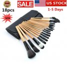 18pcs Professional Makeup Brush Set Eyebrow Lip EyeShadow Brushes & Cosmetic Bag