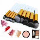 10Pcs Soft Powder Makeup Brushes Eyebrow Eyeliners Face Pencil Brush White Gold