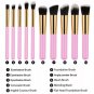 10Pcs Pro Makeup Brush Face Lip Pencil Brush Liquid Cream Kabuki Hot Pink Gold