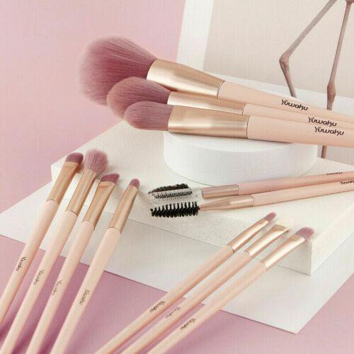 12Pcs Makeup Brushes Set Eyebrows Face Lip Cosmetic Makeup Brush Pink Gold New