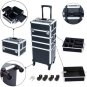 9"/14" Handle Aluminum Lockable Makeup Train Case Tattoo Cosmetic Box Organizer