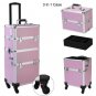 9"/14" Handle Aluminum Lockable Makeup Train Case Tattoo Cosmetic Box Organizer