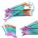10Pcs Mermaid Makeup Brushes Foundation Eyebrow Eyeliner Powder Beauty Green Set