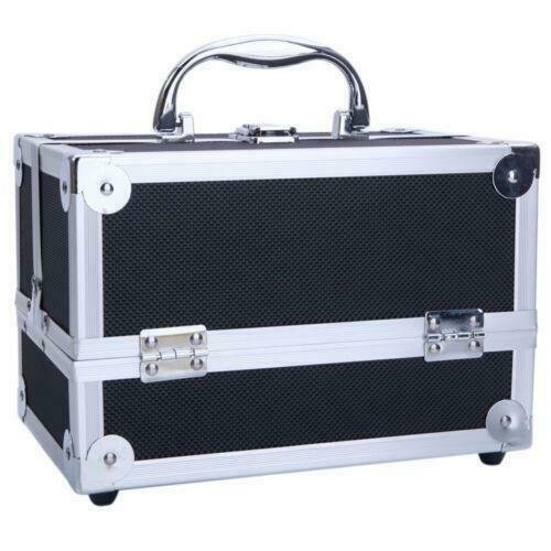 Large Pro Aluminum Makeup Train Case Box Jewelry Cosmetic Organizer w/ Mirror