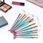 10pcs Soft Mermaid Makeup Foundation Blending Blush Eyeliner Face Powder Brushes