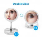LED Light Vanity Makeup Mirror Portable Folding 10X Magnifying Cosmetic Mirror