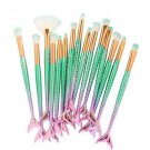 10pcs Mermaid Makeup Brushes Kit Foundation Concealer Fan Lip Brush Tool