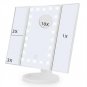 Tri-Fold Vanity Makeup Mirror 22 LED Lighted 10X Magnifying Folding Cosmetic