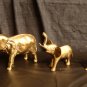 lot of 3 brass colored elephants with trunk ups