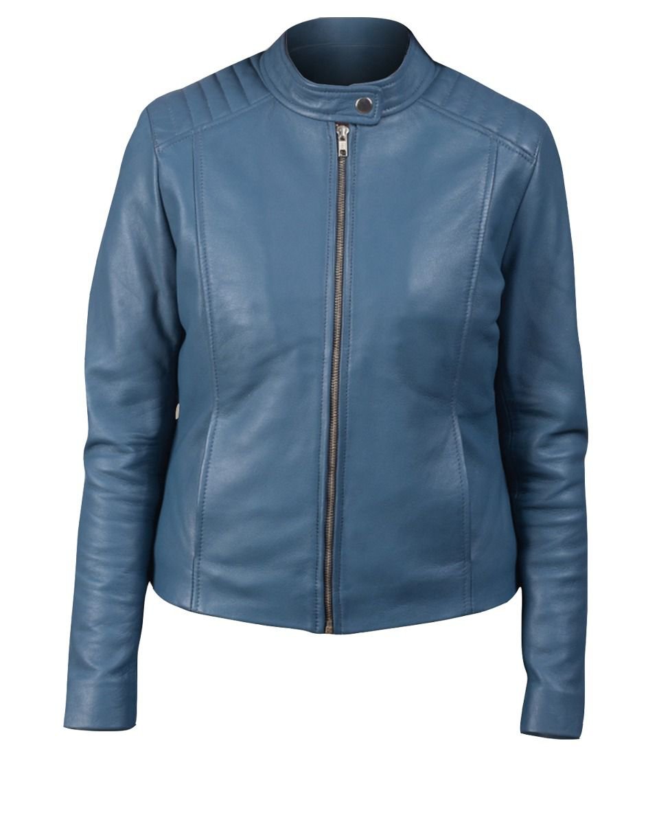 Ladies Blue Leather Jacket
