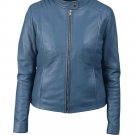 Ladies Blue Leather Jacket