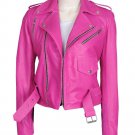 Pink Girl Biker Leather Jacket
